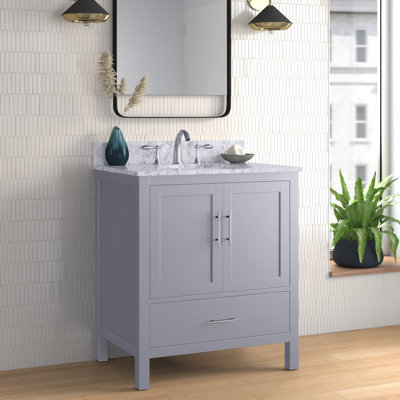 Gilley 30'' Single Bathroom Vanity with Marble Top