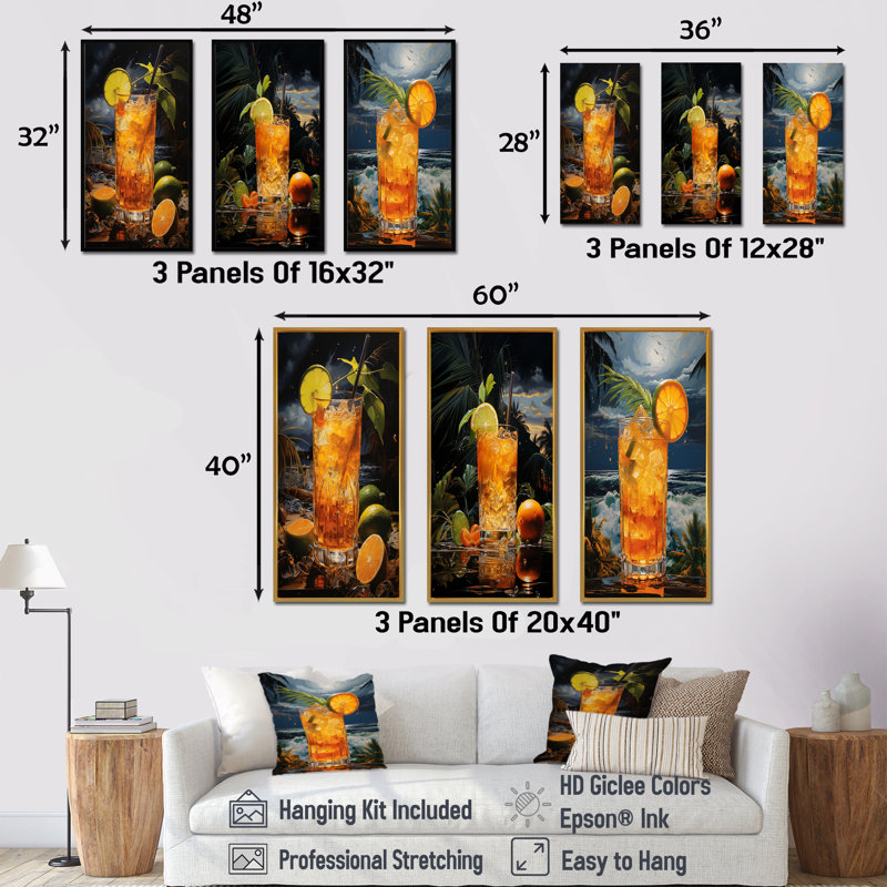 Hurricane Horizon Cocktail Harmony, Black Floater Framed, 40" H x 60" W