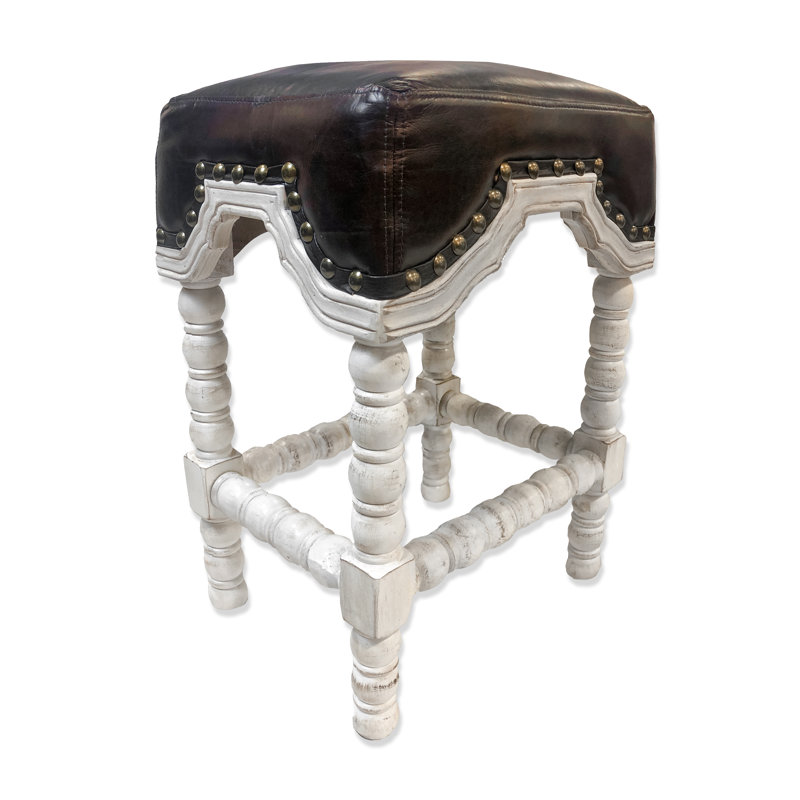 Tabouret de bar et de comptoir Kamena, Cuir brun, Tabouret de bar (siège d'une hauteur de 31 po)