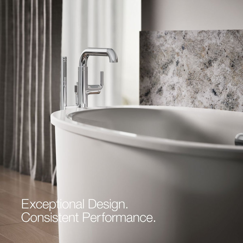 Tone Floor Mounted Clawfoot Tub Faucet, Polished Chrome