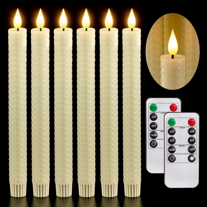 Ensemble de 6 chandelles sans flamme à cire véritable sans flamme