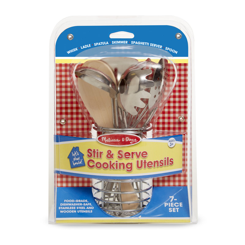 Stainless Steel and Wood Kids' Cooking Utensils Set