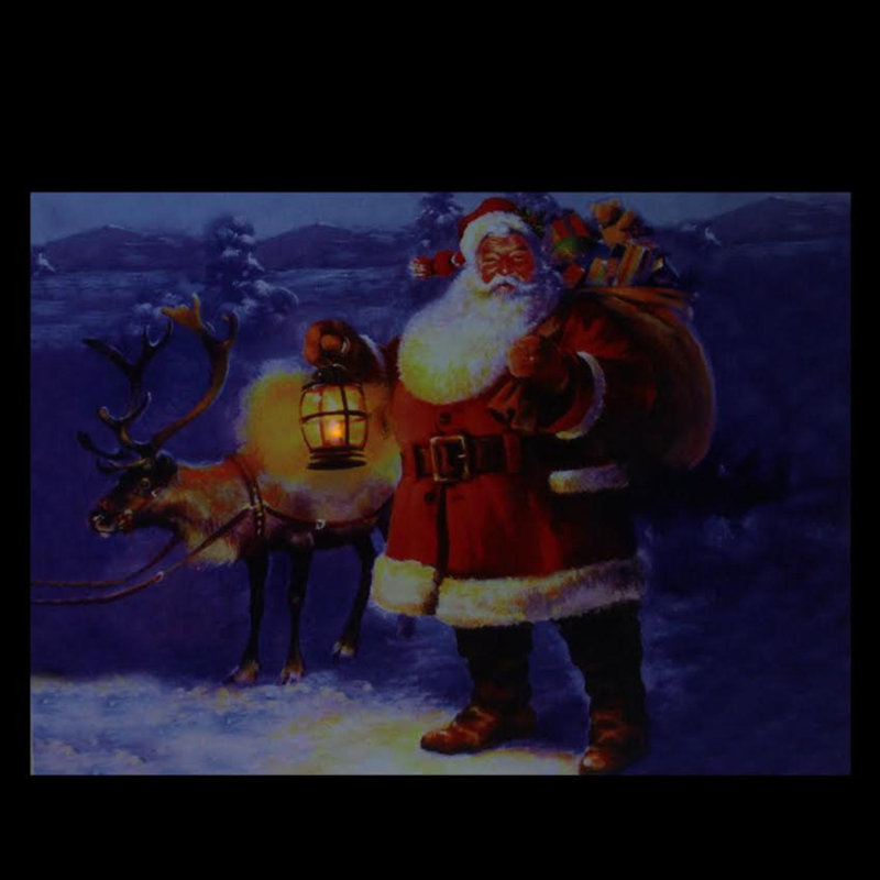 Santa Claus with Reindeer Christmas Canvas Art Print 11.75" x 15.75"