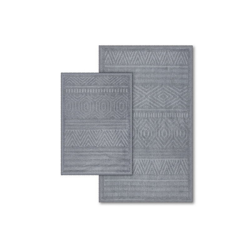 Amalfi Boho Style Turkish Cotton Bath rugs Hayoon , Single - 17" L x 23" W, Antracite