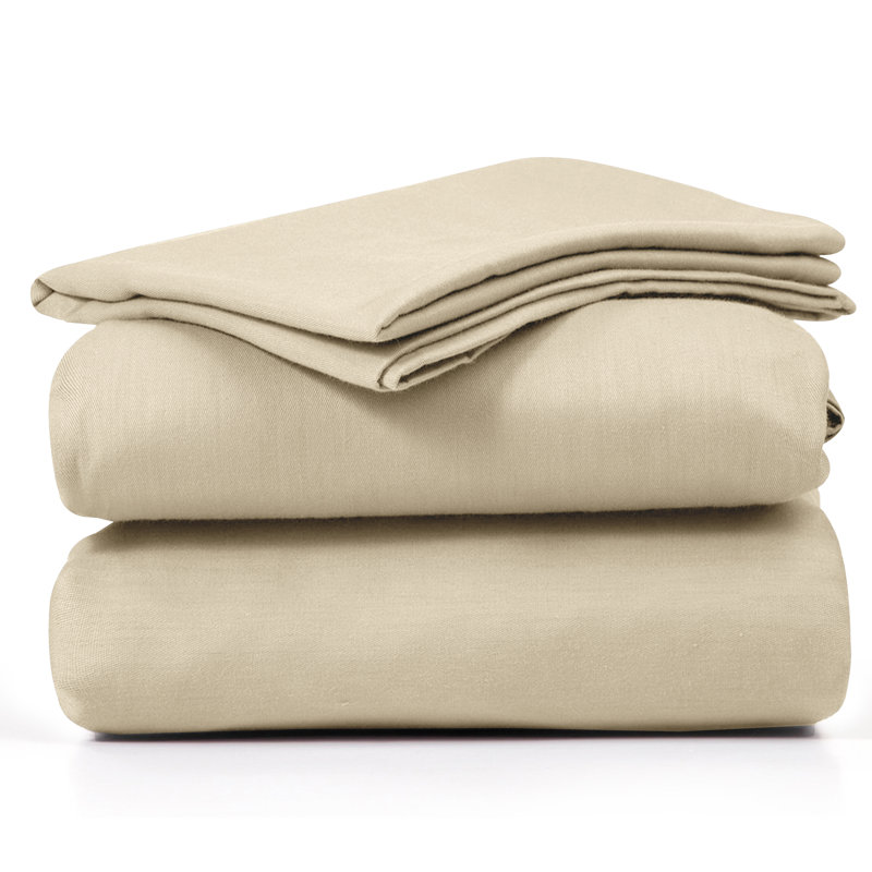 Luxury 4 Piece Solid Sheets Soft Rayon From Bamboo Blend Bedding Sheet Set, Twin XL, Beige