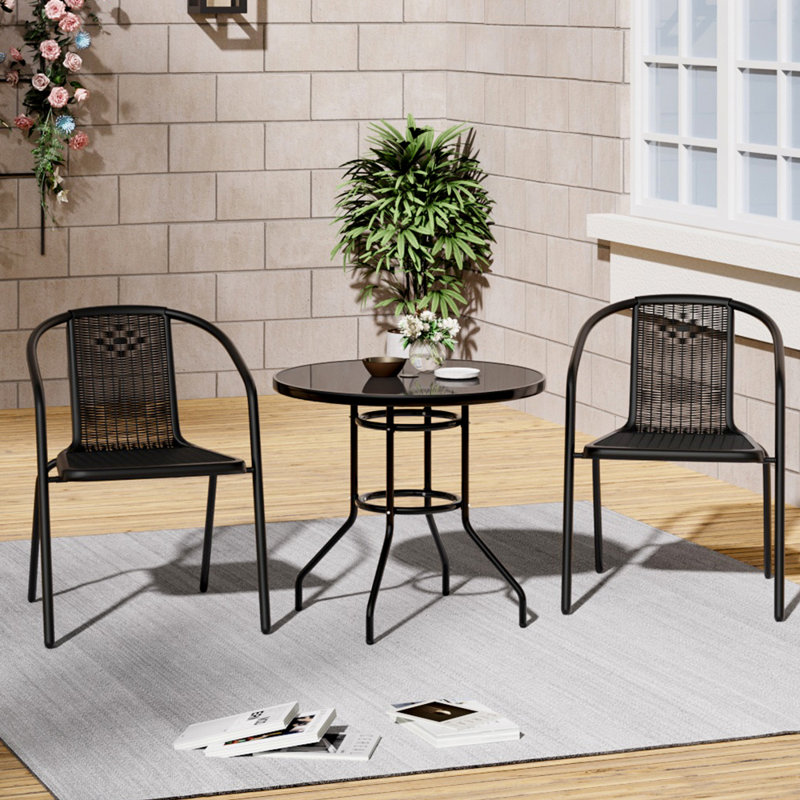 Bayviewpark 2 - Person Patio Dining Set Umbrella Hole Included Round Table