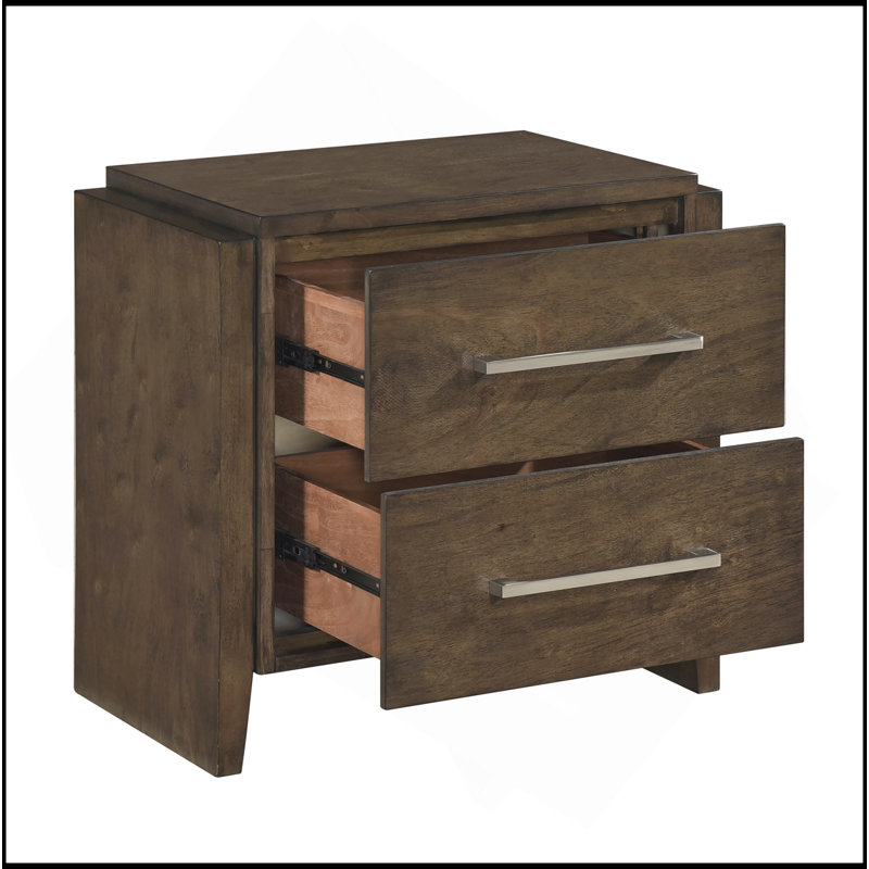 Table de chevet en bois d'hévéa massif 1 pièce