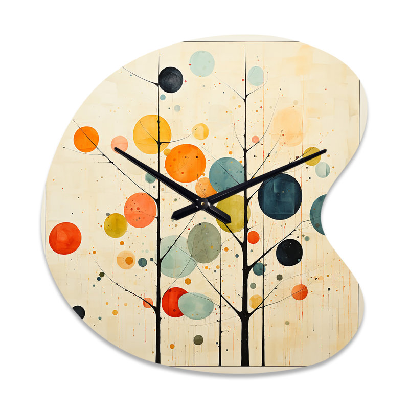 Horloge murale beige minimaliste Mid Century, Grand