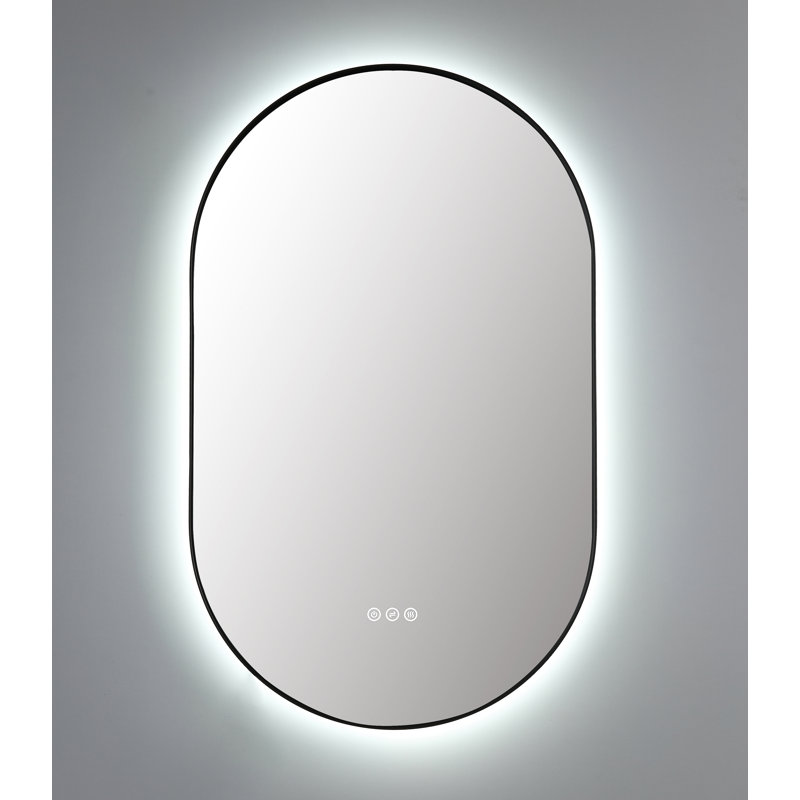 Shell LED Mirror, 35.43" x 21.65", Matte Black, Oval