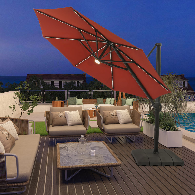 Parasol en porte-à-faux illuminé 11 ', gris