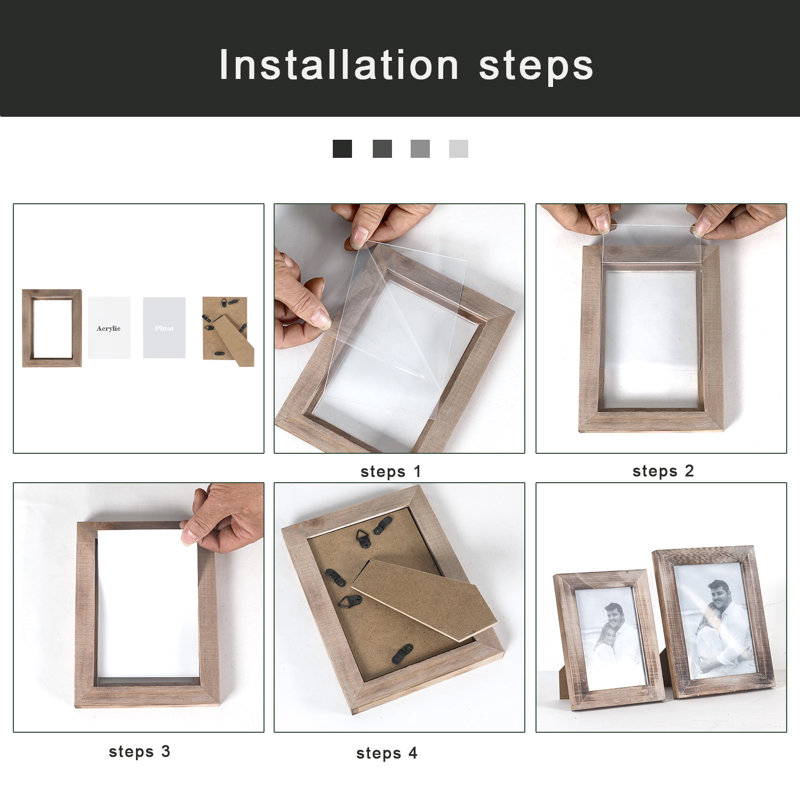 Cadre photo en bois mat de 16,8 cm pour salon – Paquet de 2