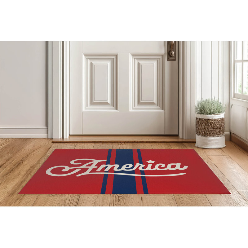 Paillasson America, Rouge / Bleu, L 60 po x L 84 po