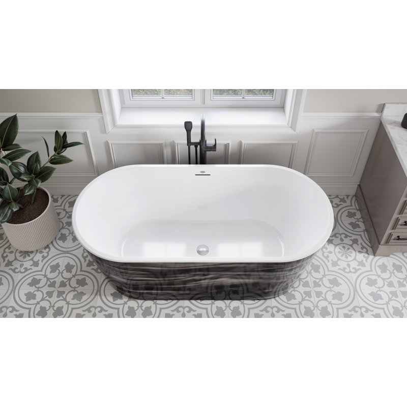 Baignoire de trempage autoportante 67 po. X 32 po. CELESTE, Blanc / Minuit