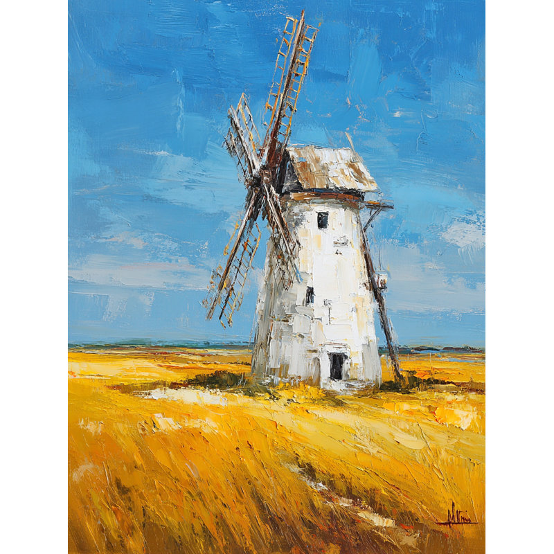 «Golden Windmill», art mural sur toile tendue, H 40 po x l 30 po