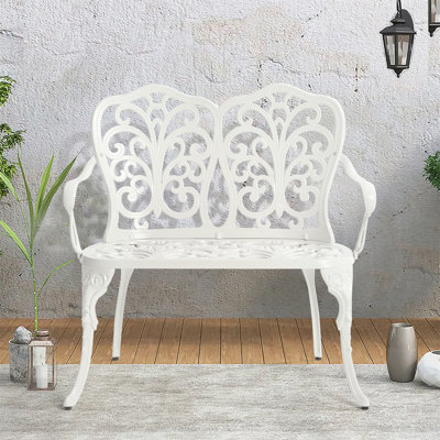 Patio Garden Bench | Weatherproof Outdoor Seating | Carved Detailing by Alcott Hill