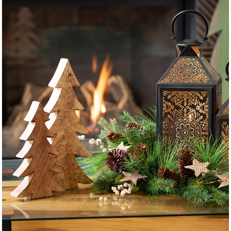 2 Piece Mango Wood Tree Accents Set
