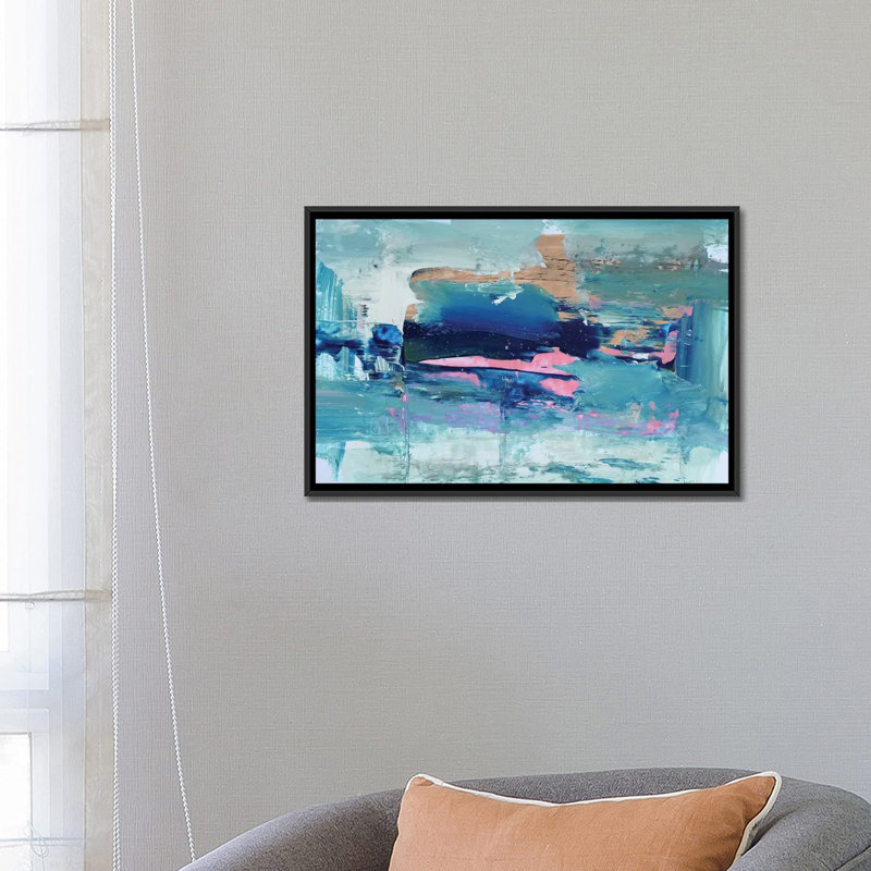 « large ocean », reproduction sur toile, H 18 po x l 26 po x P 1,5 po, Black Framed Canvas, Pas de tapis