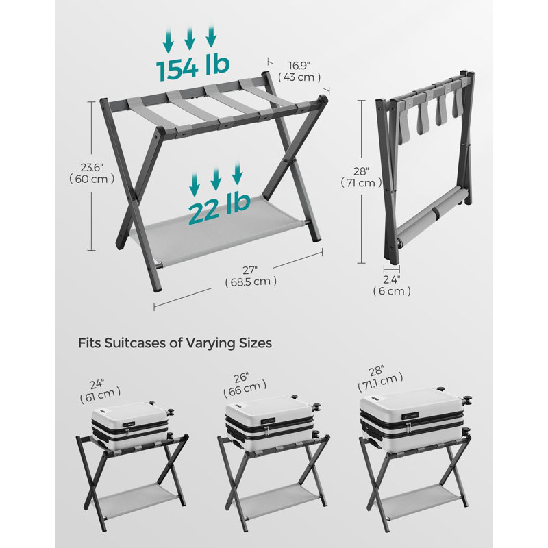 Luggage Rack, Foldable, Steel, PA Plastic, Oxford Fabric