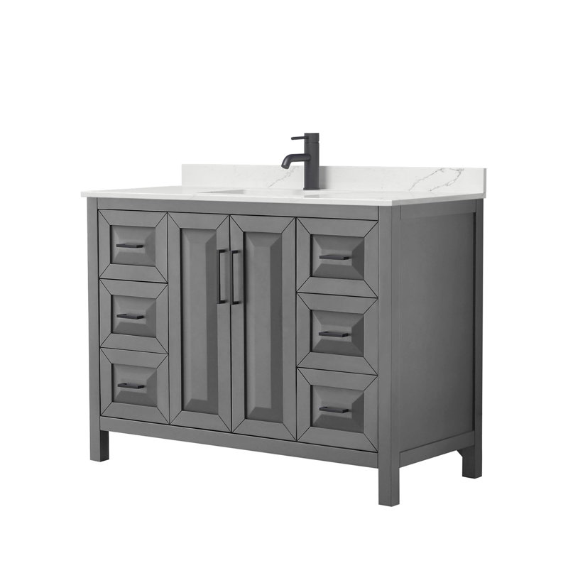 Daria 48'' W Vanity, Gray, Matte Black, Giotto Quartz