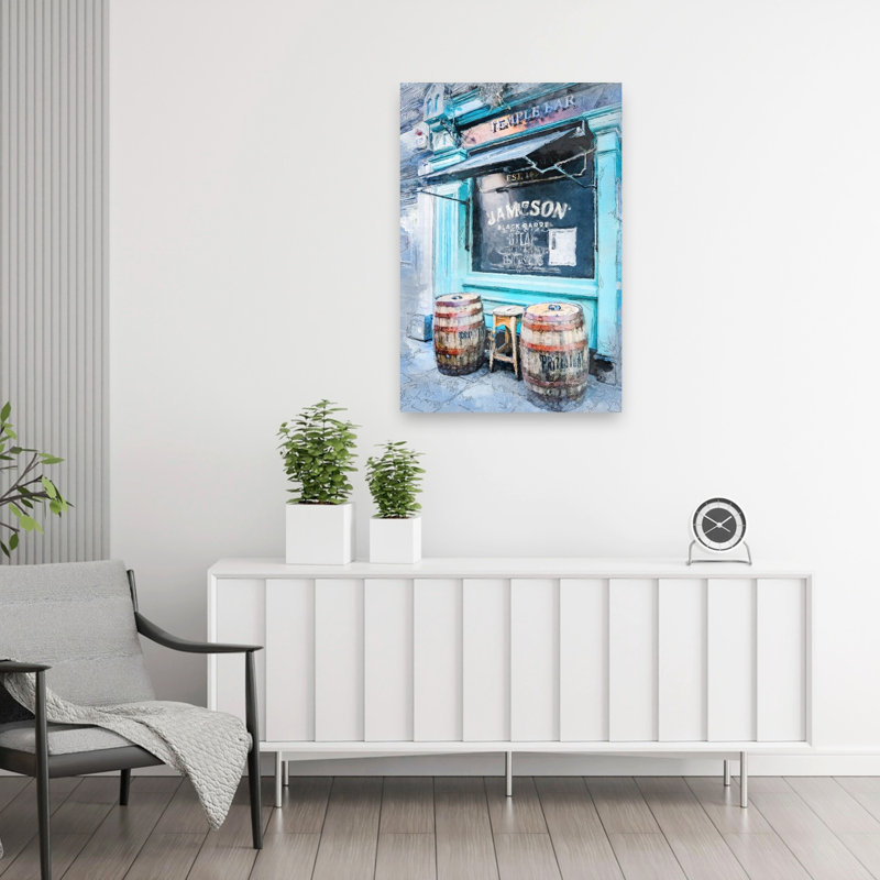 «Rustic Blue Bar», entrée abstraite, architecture contemporaine, art mural de la ville, H 36 po x l 24 po