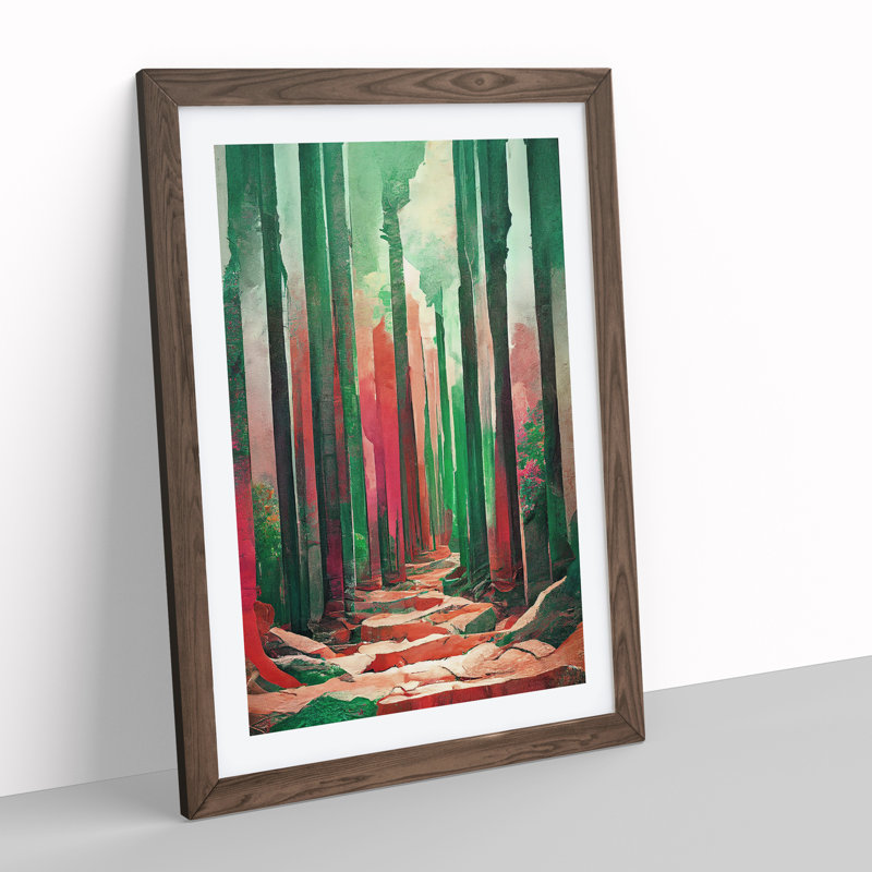 Forest No.2 Abstract - Single Picture Frame Painting, 64cm H x 46cm W x 2cm D, Walnut