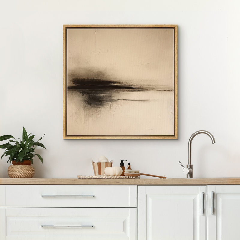 Reproduction de paysage abstrait encadrée d'art mural sur toile pour un décor rétro, Naturel, H 24 po x l 24 po