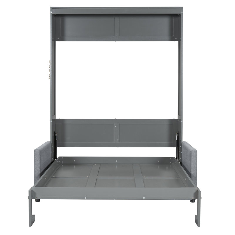 Full Size Murphy Bed Wall Bed With Cushion,Gray(OLD SKU:LP000890AAE)