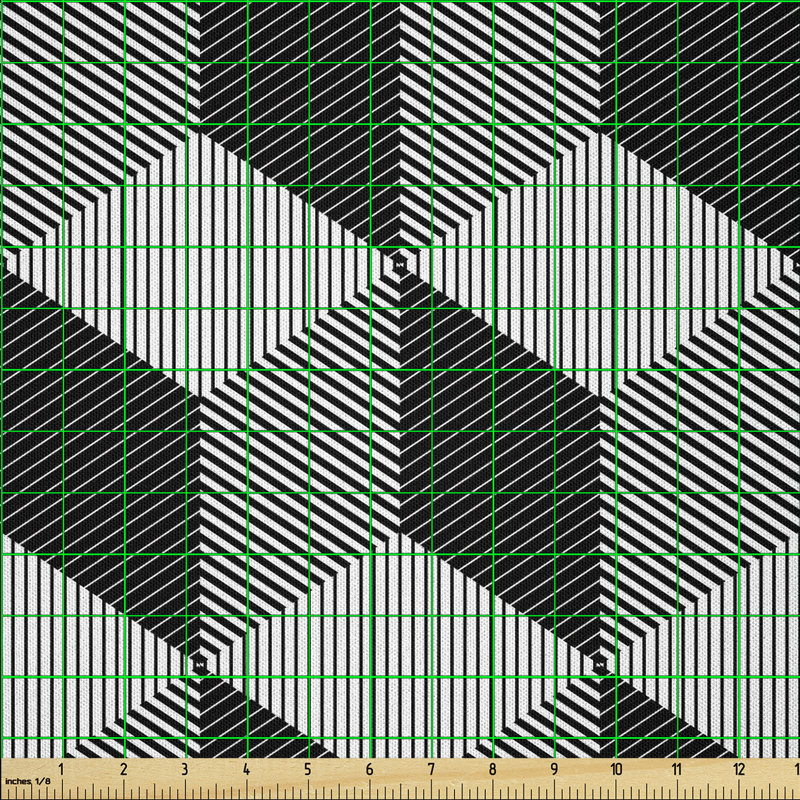 Davyn Monochrome Cube Composition with Abstract 3D Multi-Purpose Fabric