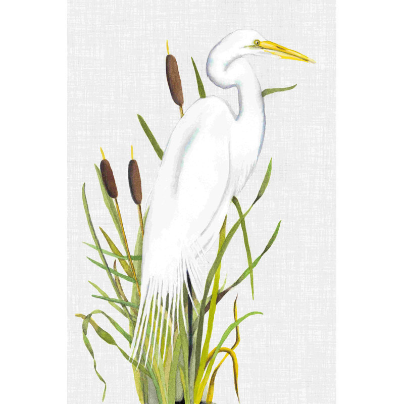 Oiseaux d'eau et quenouilles III, H 12 po x l 8 po