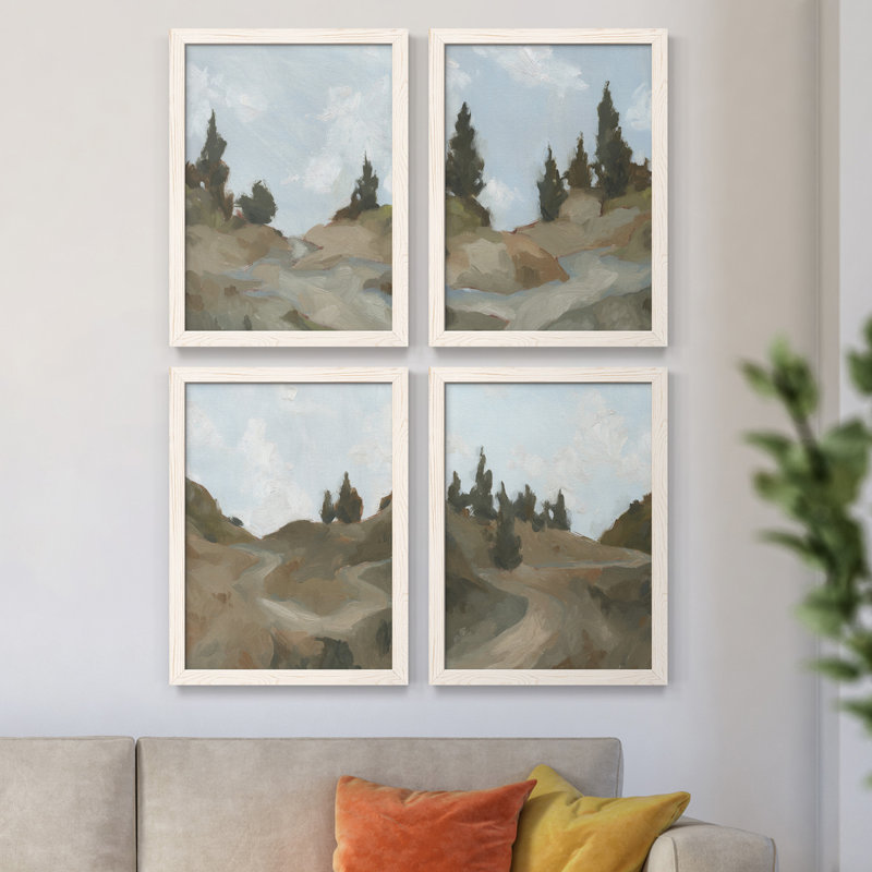 Ensemble de 4 reproductions d'art sur toile West, H 31,5 po x l 47 po x P 1,5 po, Blanc