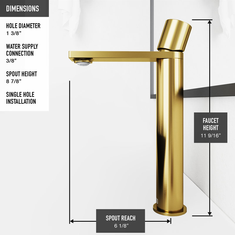 Gotham 12" H Single Handle Vessel Sink Bathroom Faucet, Matte Gold