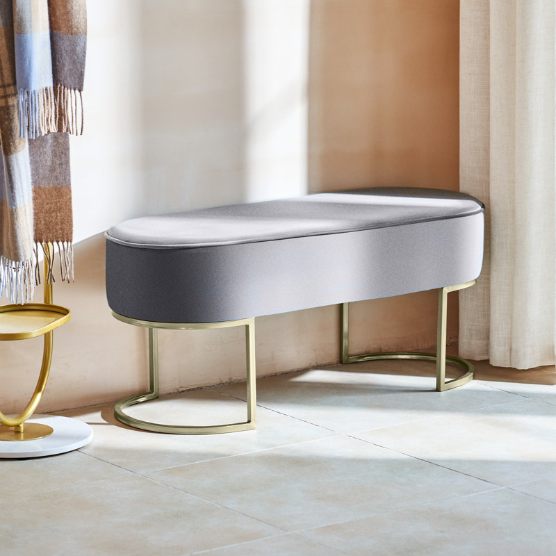 Banc rembourré en velours Shante, gris