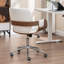Chaise de bureau pivotante en similicuir inclinable et réglable en hauteur avec design en bois courbé-1603056805