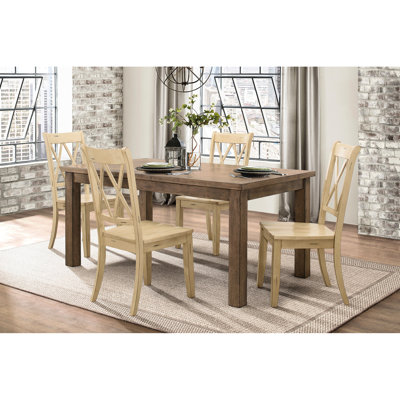 Rectangulaire, table de salle à manger, finition naturelle, placage de pin, pièce, sièges 4, placage rectangulaire classique au fini transitionnel simple pour 38 "x 66" 30 "h, routine d'installation