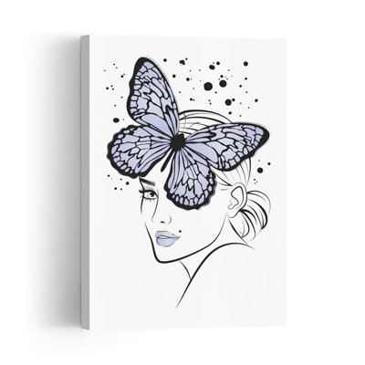 Elegant Butterfly Woman Contemporary Minimalist Butterfly Wall Art Print by Martina - Print