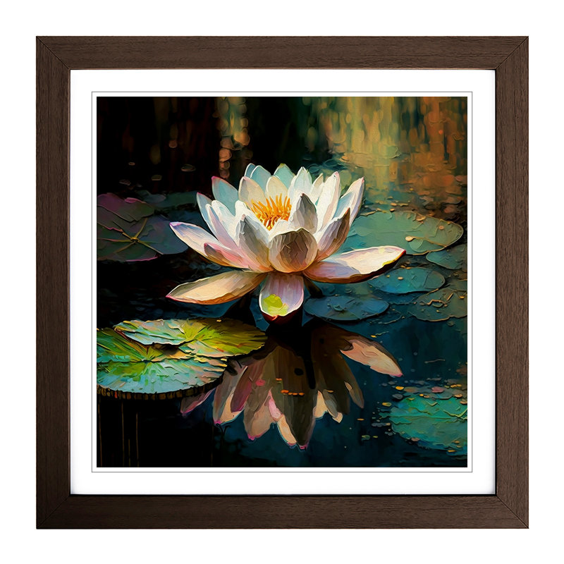 Lotus Flower Neo-Impressionism - Framed Print, Walnut