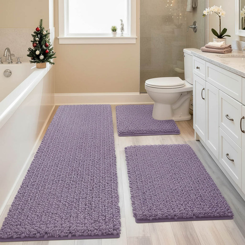 Chenille Non-Slip Bath Mat, Lavender