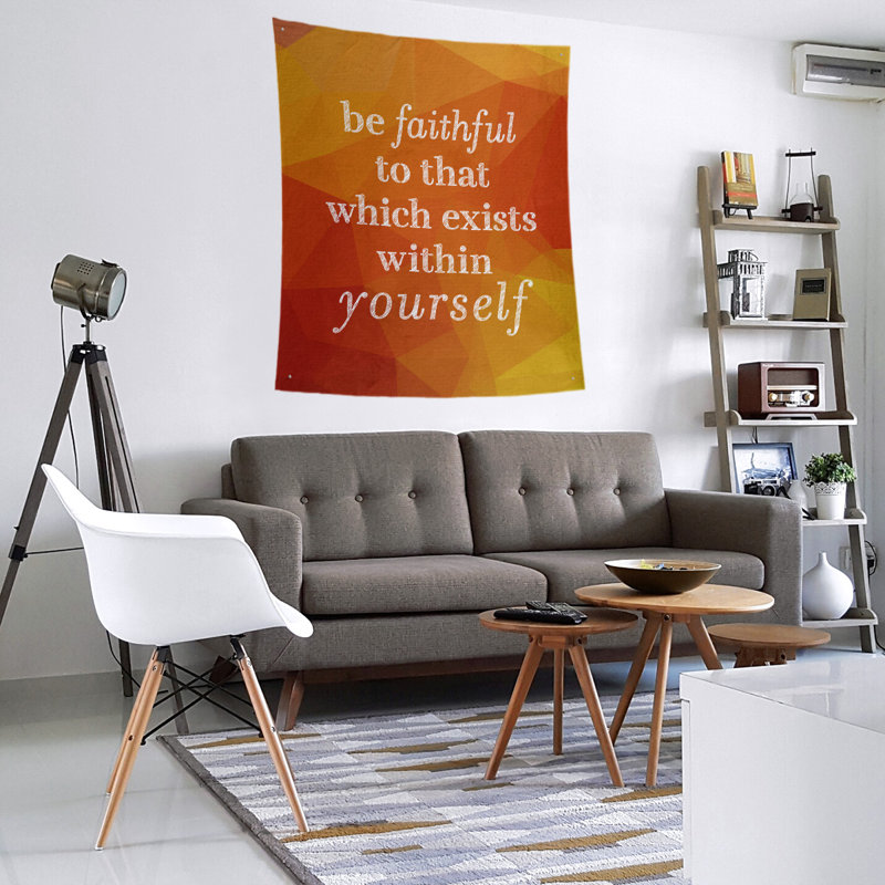 Tapisserie de polyester fidèle à vous-même» quote-pierre, H 27,5 po x l 37,5 po, Ambre