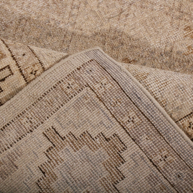 Rug & Kilim's Homage Geometric Beige-Brown And Gray Wool Custom Rug, Rectangle 8' x 10'