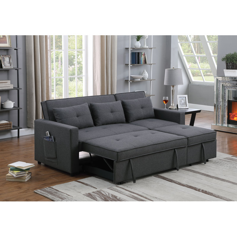 Risner Upholstered 79.5'' Sleeper Sofa, Dark Gray Linen