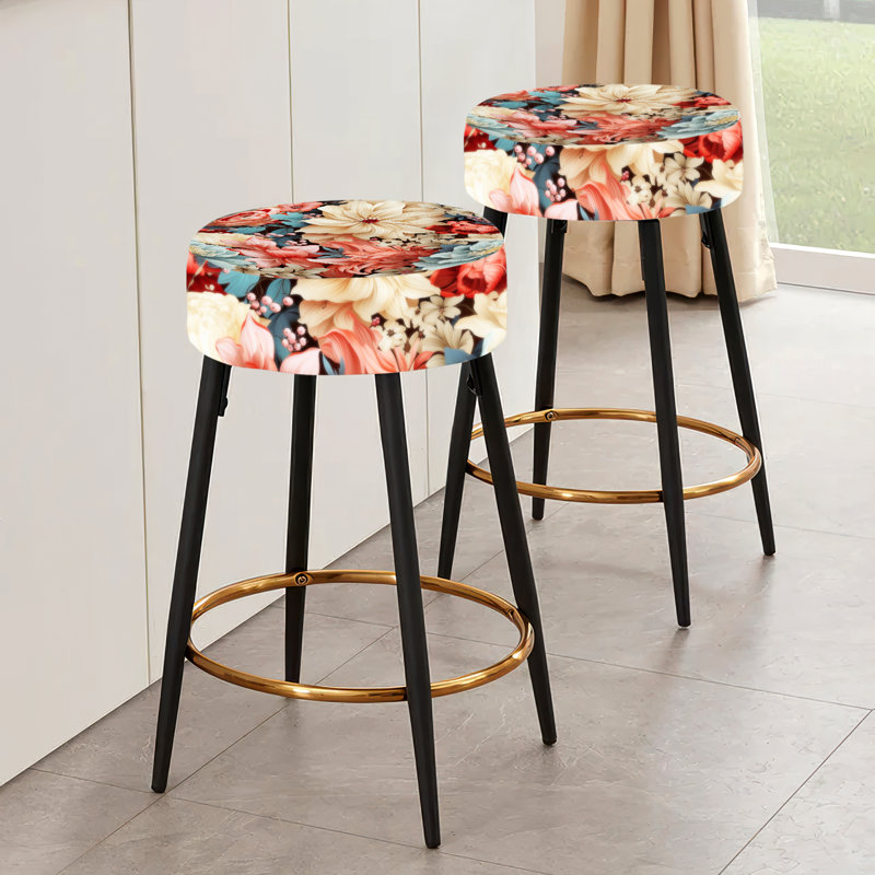 Pink Boho Floral Harmony - Ensemble de 2 tabourets floraux