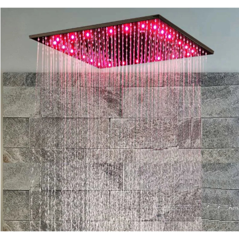 Juno Showers Oil-Rubbed Bronze LED Rain Shower Head – Color Changing & Wall Mounted