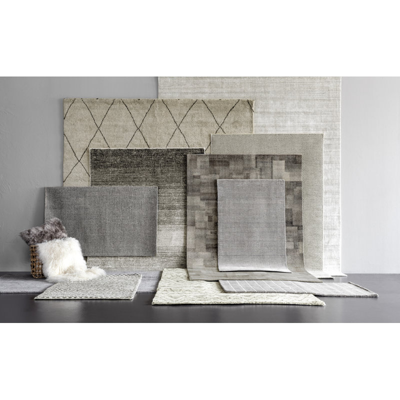 Numa Charcoal Hand Knotted Wool Rug, Rectangle 9'6" x 13'6"