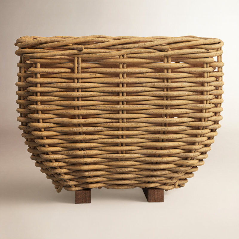 Sylvie Handmade Wicker and Rattan Box, 12" H x 15" W x 15" D