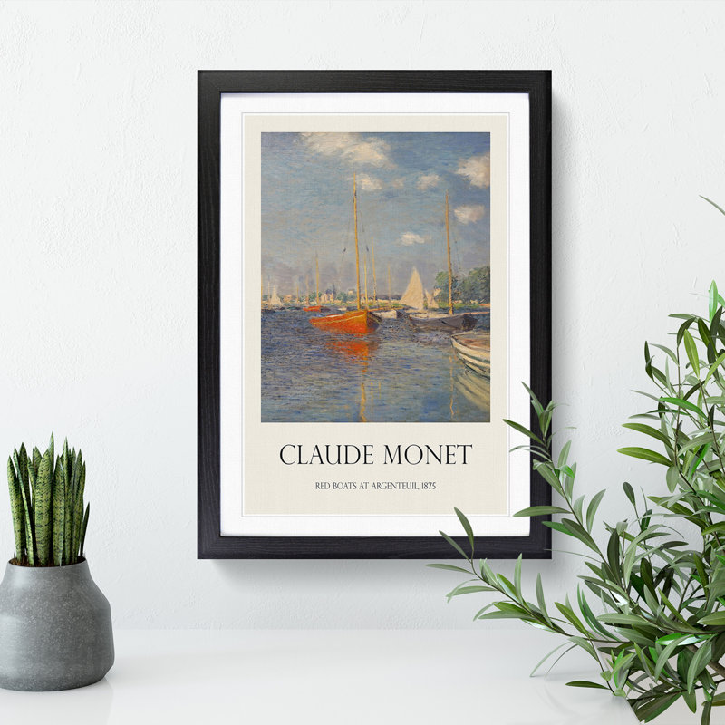 Red Boats in Argenteuil by Claude Monet - Picture Frame Graphic Art, 65cm H x 48cm W x 2cm D