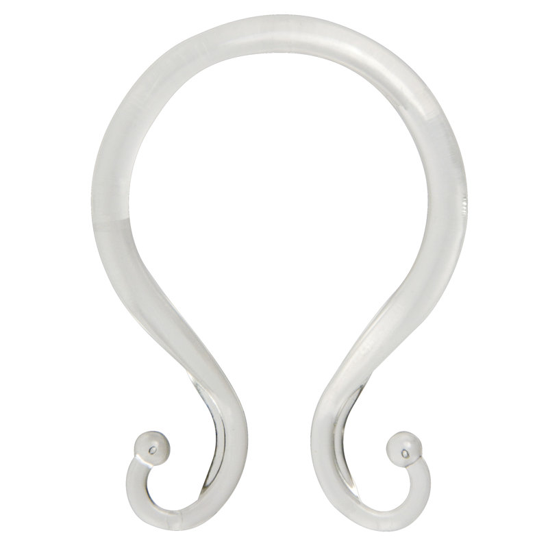 Kenney Rust-Proof Plastic Shower Curtain Double Hooks, Clear