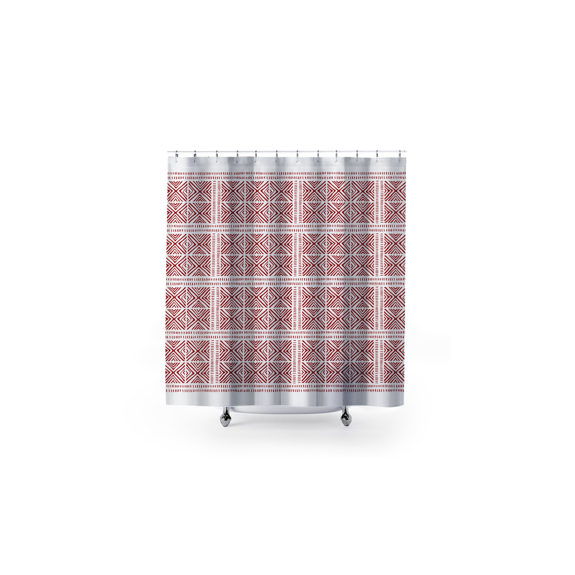 Thora Tribal Shower Curtain, ThoraTribal Red