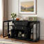 Buffet moderne avec 4 portes, 2 tiroirs, tablettes réglables, prise de courant, panneaux en acrylique et poignées en alliage d'aluminium-233373758