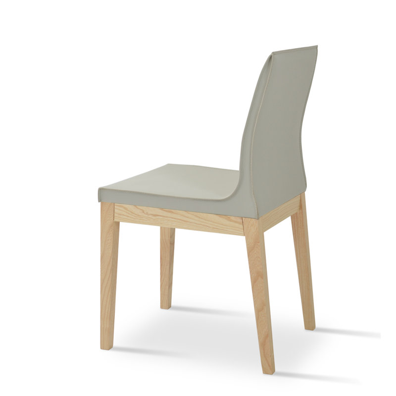 Polo Wood Side Chair, Bone Faux Leather, Natural Ash