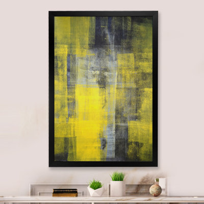 «Yellow Meets Gray Abstract Art II», œuvre d'art moderne et contemporaine sur toile